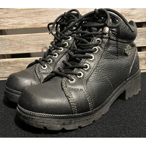 Harley Davidson Boots Womens Size 8.5 Black Leather Lace Up Motorcycle Ankle